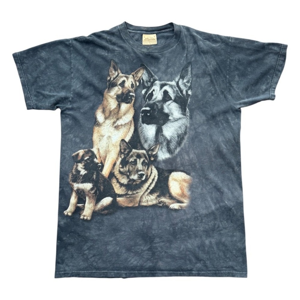 Vintage 90s The Mountain German Shepherd Dog Puppy K9 Graphic Tie Dye T-shirt
